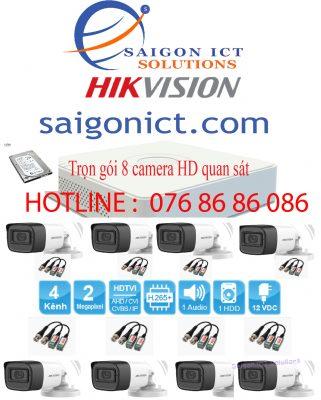 TRỌN GÓI 8 CAMERA HIKVISION 2.0 MP GIÁ RẺ_ANALOG_HD