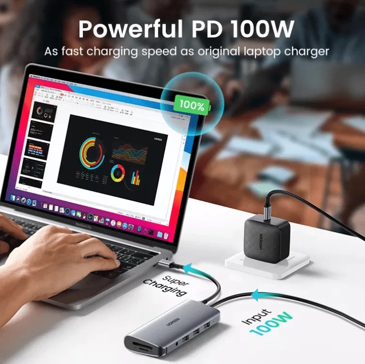 Cổng chuyển Ugreen 40873 Type-C USB-HDMI-LAN-VGA-SD-TF_2 Cổng chuyển Ugreen 40873 Type-C USB-HDMI-LAN-VGA-SD-TF