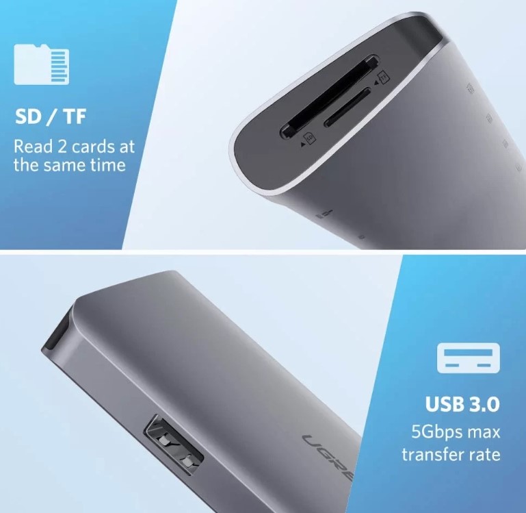 Cổng chuyển Ugreen 40873 Type-C USB-HDMI-LAN-VGA-SD-TF_3 Cổng chuyển Ugreen 40873 Type-C USB-HDMI-LAN-VGA-SD-TF