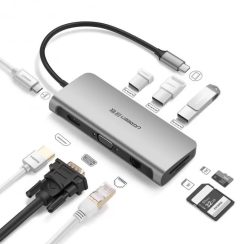 Cổng chuyển Ugreen 40873 Type-C USB-HDMI-LAN-VGA-SD-TF