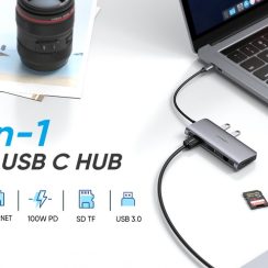 Cổng chuyển Ugreen 70490 Type-C to USB-HDMI-LAN-SD-TF