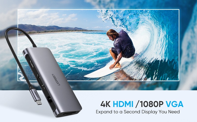 Cổng chuyển Ugreen 70490 Type-C to USB-HDMI-LAN-SD-TF_4 Cổng chuyển Ugreen 70490 Type-C to USB-HDMI-LAN-SD-TF