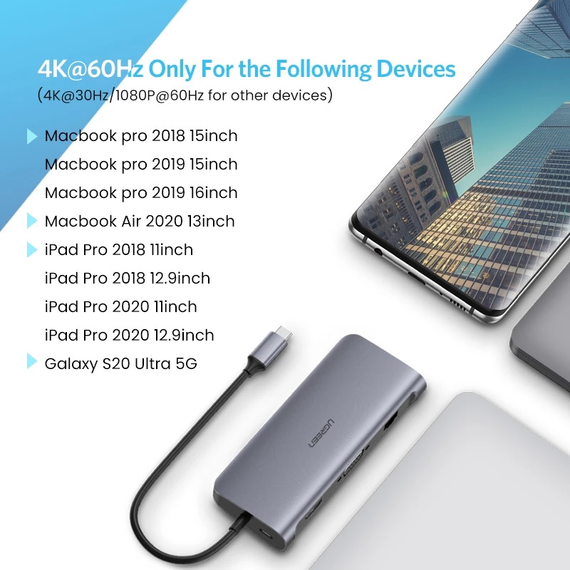 Cổng chuyển Ugreen 70490 Type-C to USB-HDMI-LAN-SD-TF_5 Cổng chuyển Ugreen 70490 Type-C to USB-HDMI-LAN-SD-TF