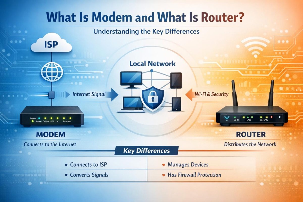 Router và Modem khác nhau chổ nào